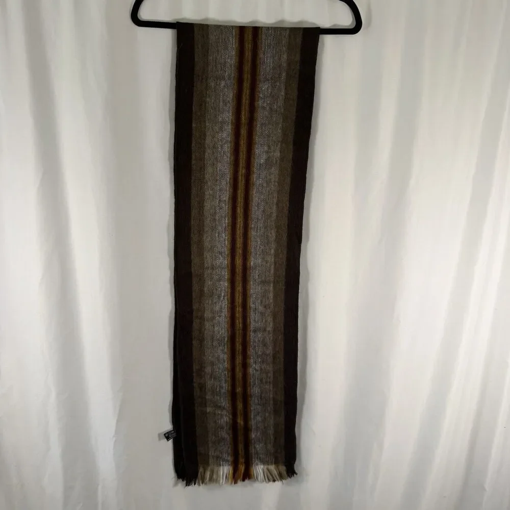 Shupaca Scarf Alpaca Blend Brown Striped Fringe